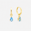 Light Sky Blue Topaz Pear Cut Earrings - 9ct Yellow Gold