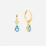 Light Sky Blue Topaz Pear Cut Earrings - 9ct Yellow Gold