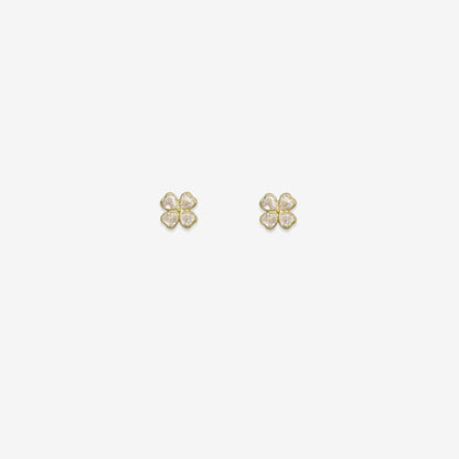 Clover Earrings Signature Zirconia – 18ct Yellow Gold
