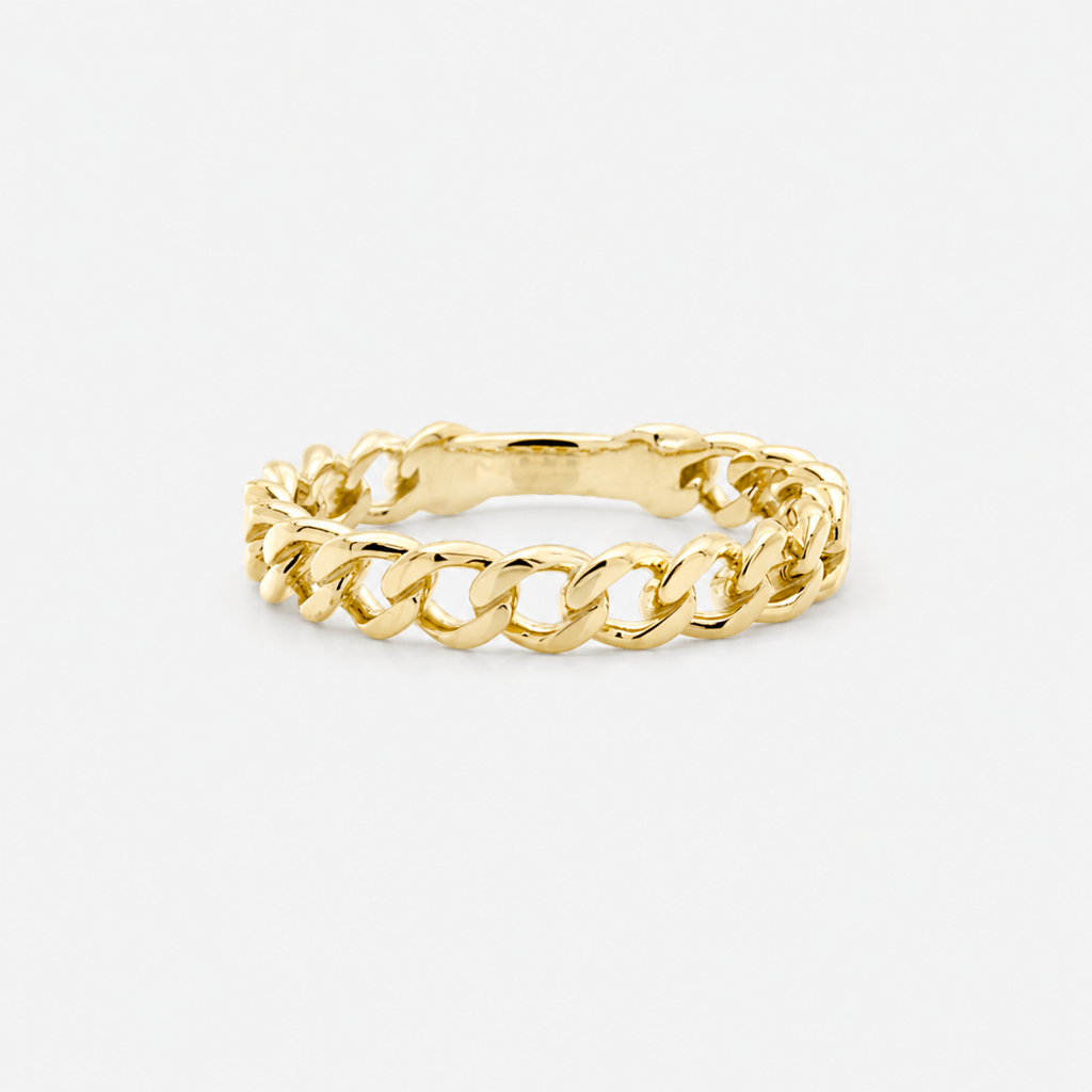 Classic Curb Chain Ring - 9ct Yellow Gold