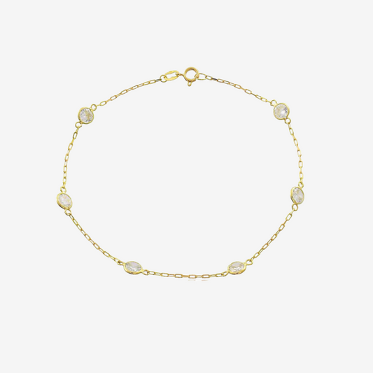 Pulsera de circonitas cúbicas para niños en oro amarillo de 18 quilates