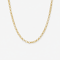 Gold chain necklace on a white background
