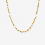 Gold chain necklace on a white background