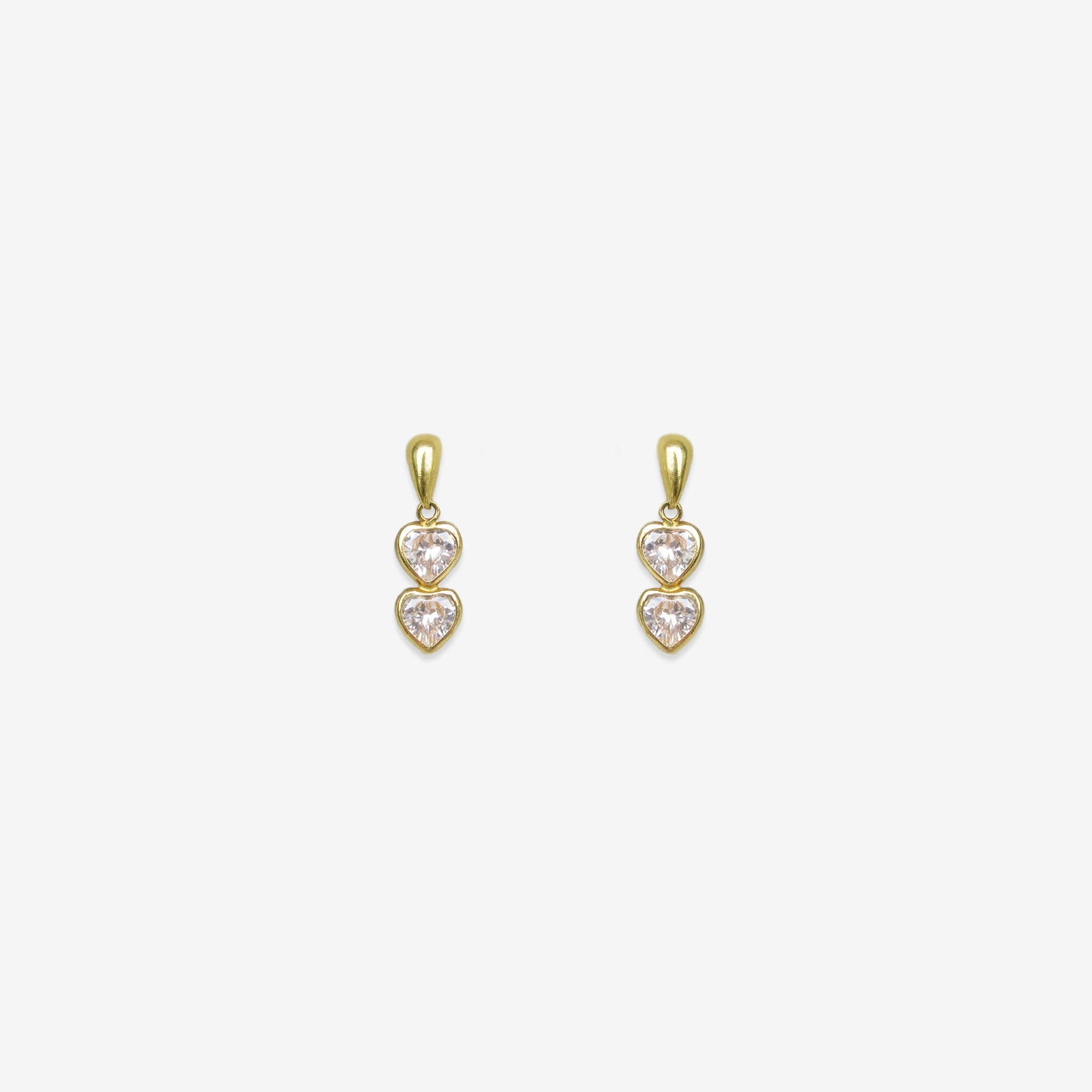 Double Heart Earrings Signature Zirconia – 18ct Yellow Gold