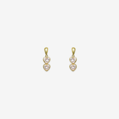 Double Heart Earrings Signature Zirconia – 18ct Yellow Gold