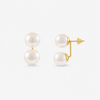 Pearl earrings with gold posts on a white background