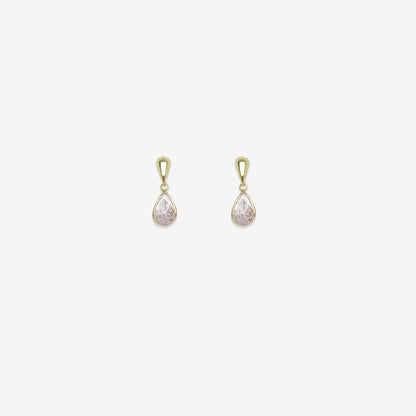Single Stone Drop Earrings Signature Zirconia – 18ct Yellow Gold