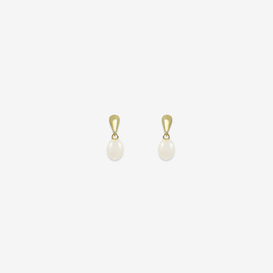 Pendiente colgante de perla natural en oro amarillo de 18 quilates