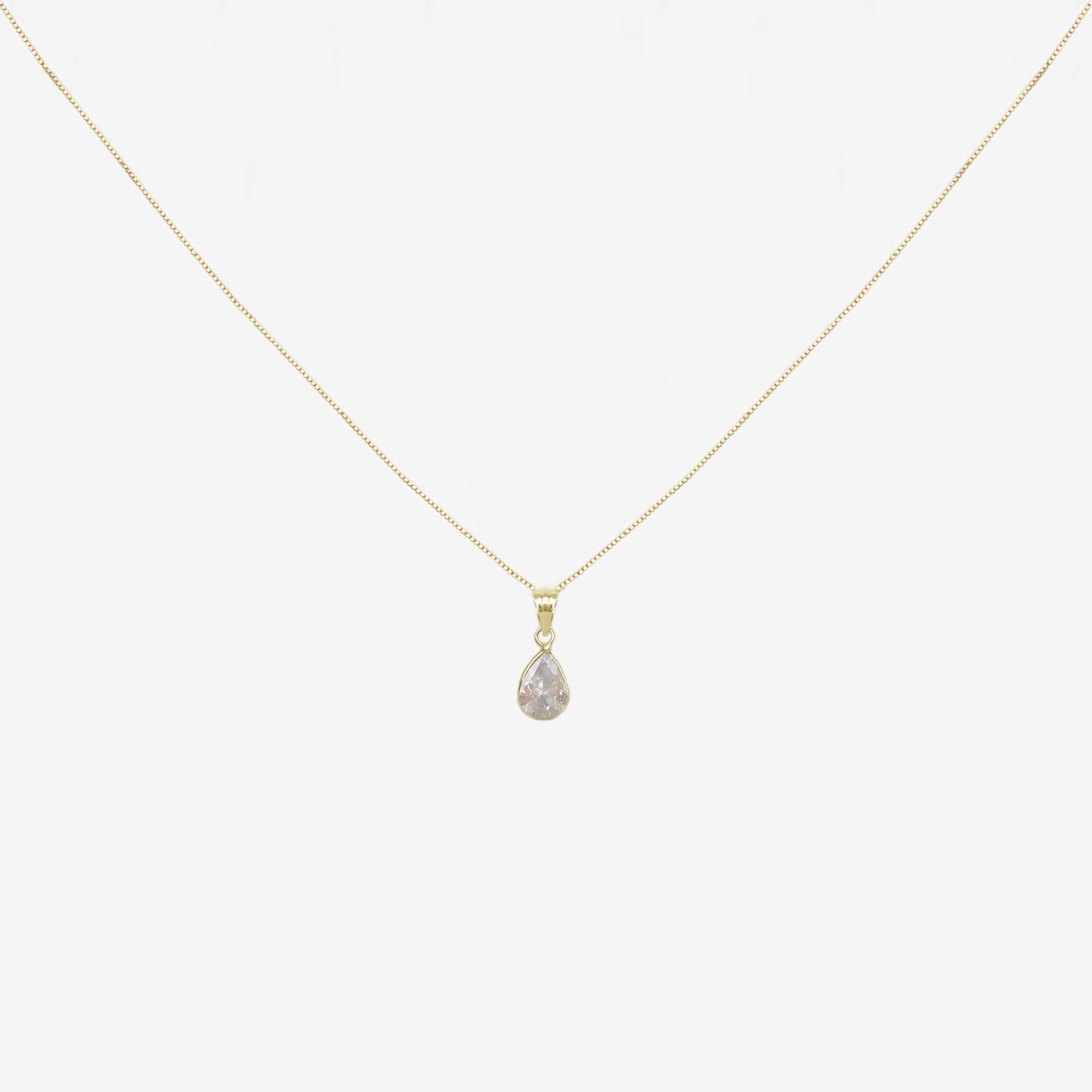 Drop Signature Zirconia Pendant – 18ct Yellow Gold
