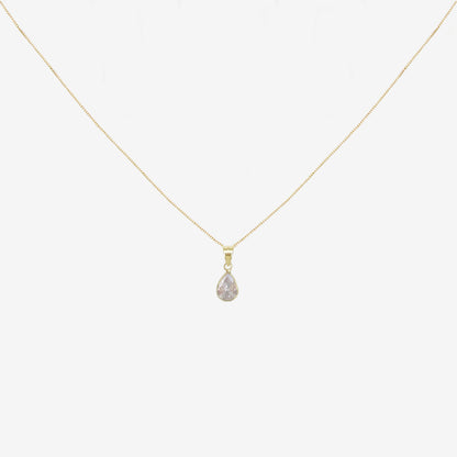 Drop Signature Zirconia Pendant – 18ct Yellow Gold