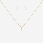 Drop Biwa Pearl pendant and earring set bundle in 18ct  Yellow Gold
