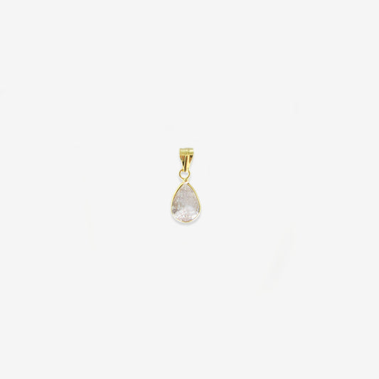Drop Signature Zirconia Pendant – 18ct Yellow Gold