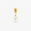 Pearl pendant with gold setting on a white background