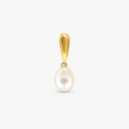 Pearl pendant with gold setting on a white background