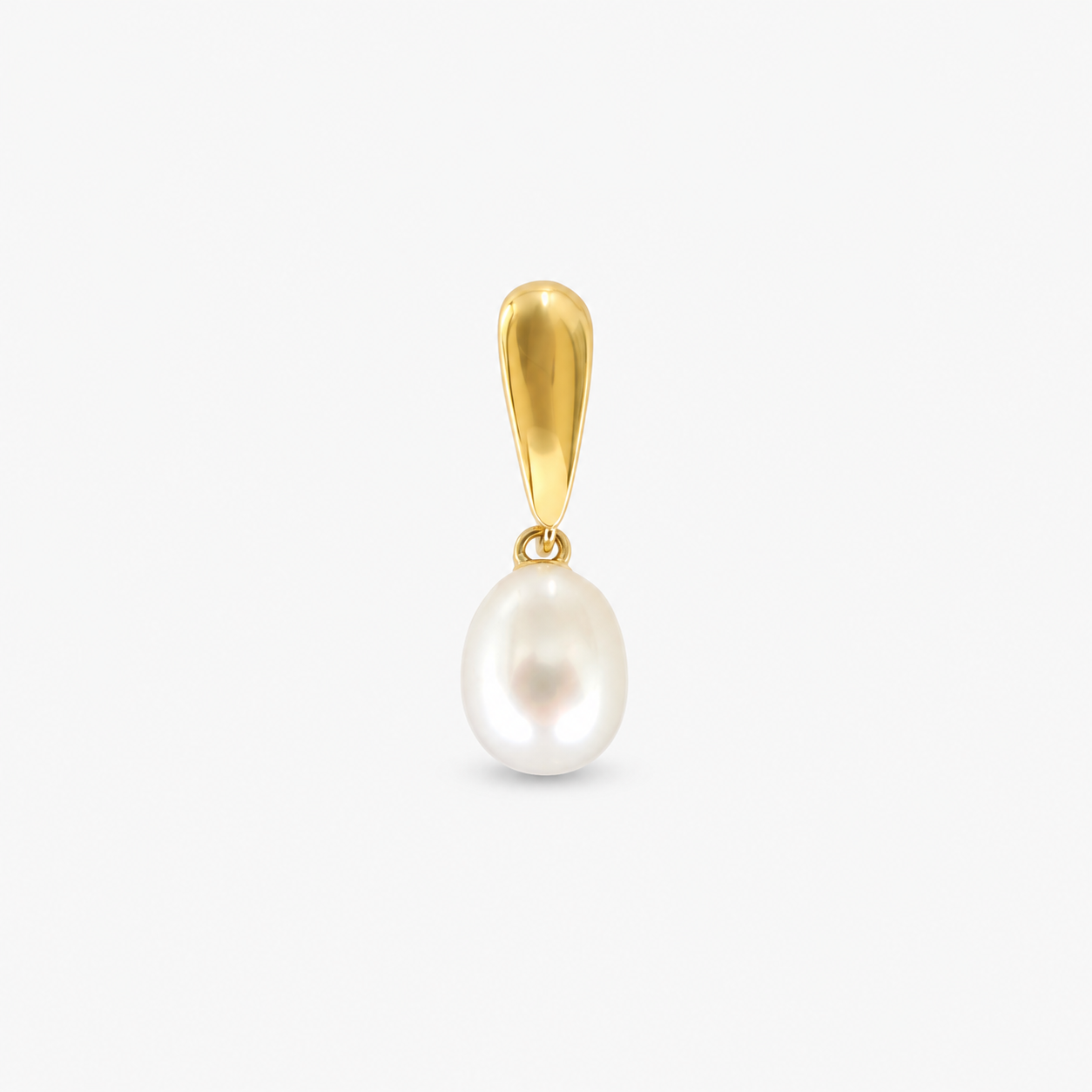 Pearl pendant with gold setting on a white background