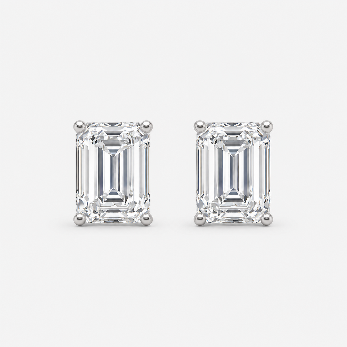 Lab-Grown Diamond Emerald Cut Claw Stud Earrings