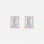Lab-Grown Diamond Emerald Cut Claw Stud Earrings