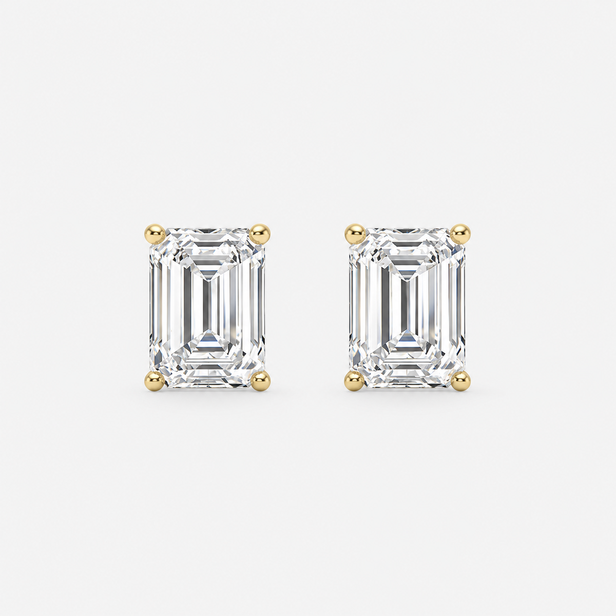 Lab-Grown Diamond Emerald Cut Claw Stud Earrings