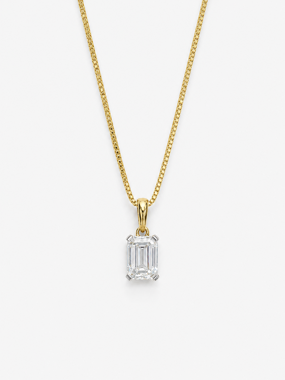 0.70ct Lab-Grown Diamond Emerald Cut Pendant in 10ct Yellow Gold