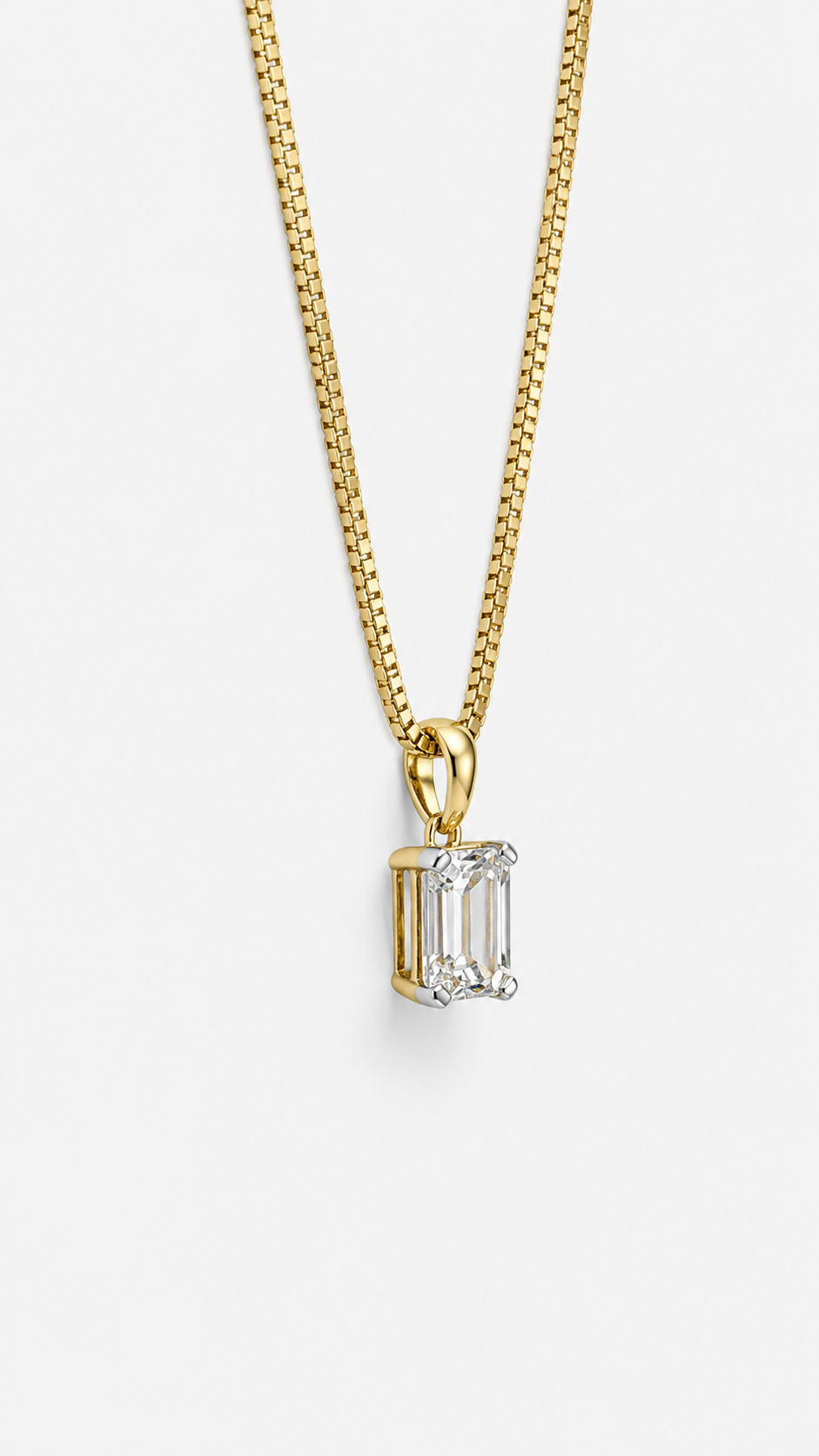 0.70ct Lab-Grown Diamond Emerald Cut Pendant in 10ct Yellow Gold