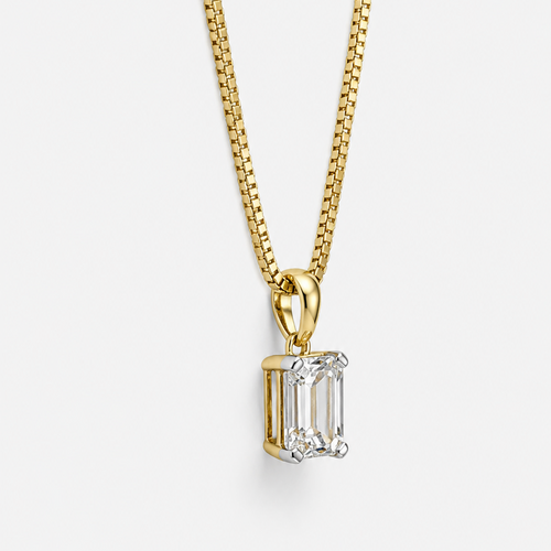 0.70ct Lab-Grown Diamond Emerald Cut Pendant in 10ct Yellow Gold