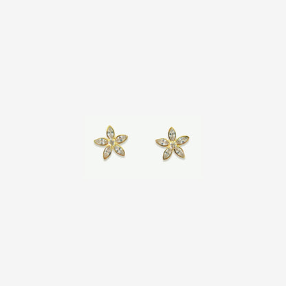 Flower Earrings Signature Zirconia – 18ct Yellow Gold
