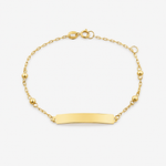 Kids Plate Bracelet with Beads – 18ct Solid Yellow Gold