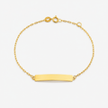 Gold bracelet with a bar clasp on a white background