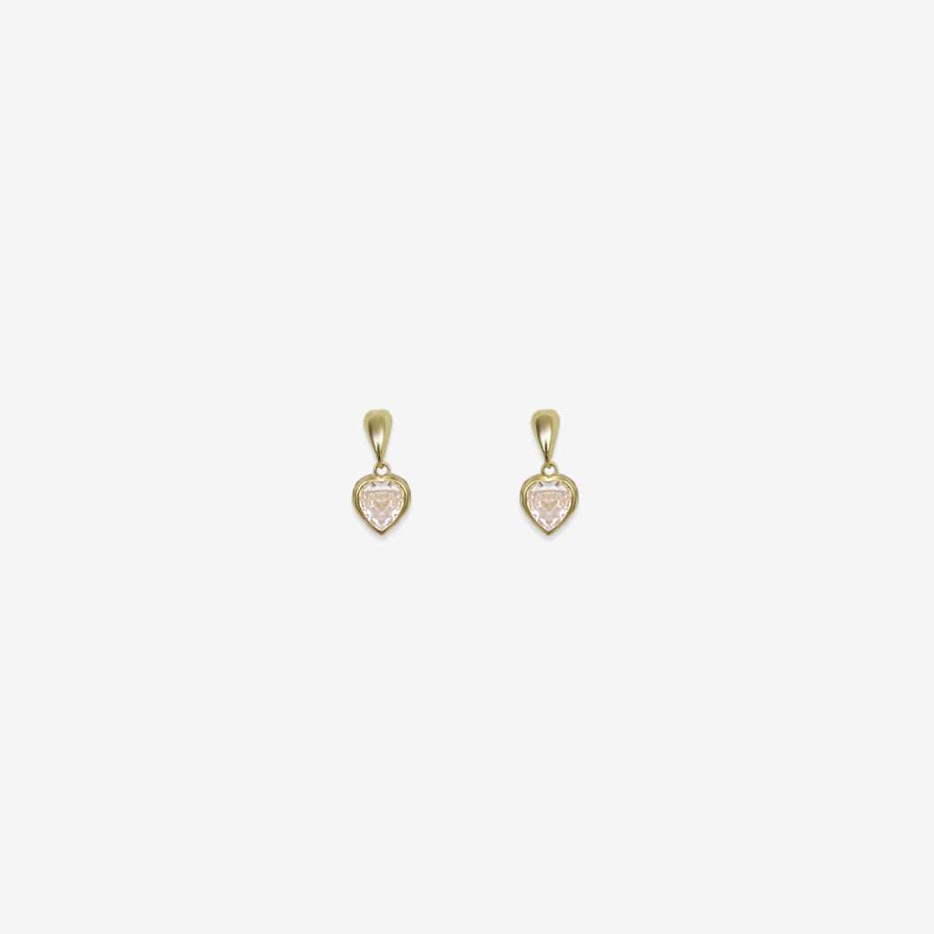 Heart Drop Earrings Signature Zirconia 6mm – 18ct Yellow Gold