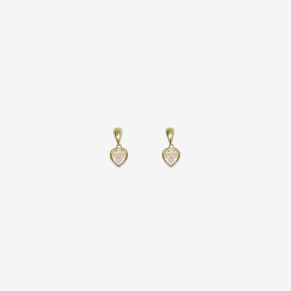 Heart Drop Earrings Signature Zirconia 6mm – 18ct Yellow Gold