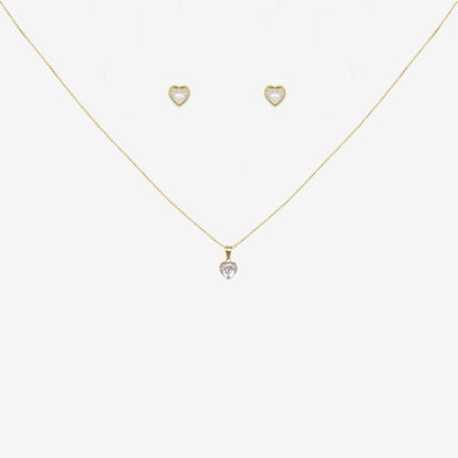 Heart pendant and earring set bundle in 18ct Yellow Gold