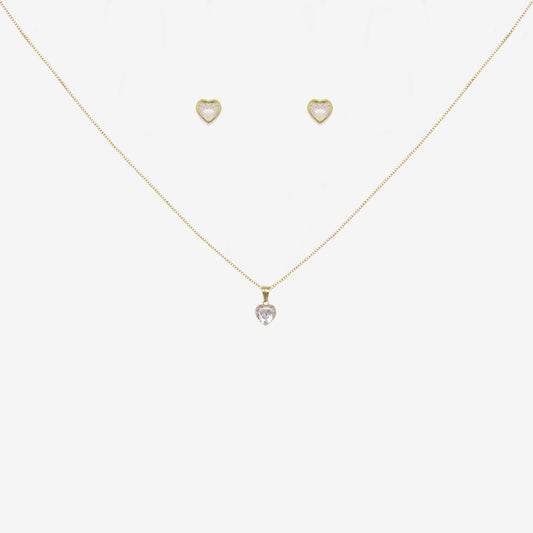Heart pendant and earring set bundle in 18ct Yellow Gold