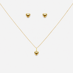 Solid heart pendant and earring set bundle in 18ct Yellow Gold