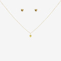 Solid heart pendant and earring set bundle in 18ct Yellow Gold
