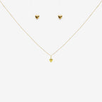 Solid heart pendant and earring set bundle in 18ct Yellow Gold