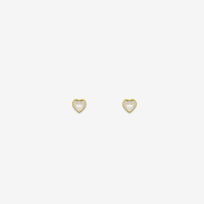 Heart Stud Earrings with Signature Zirconia – 18ct Yellow Gold