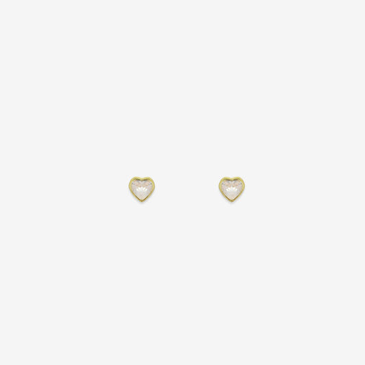 Heart Stud Earrings with Signature Zirconia – 18ct Yellow Gold
