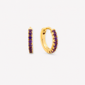 Amethyst Round Cut Earrings - 9ct Yellow Gold