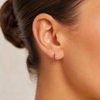 Amethyst Round Cut Earrings - 9ct Yellow Gold