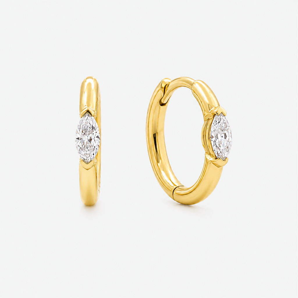 Lab-Grown Diamond Marquise Cut Earrings - 9ct Yellow Gold