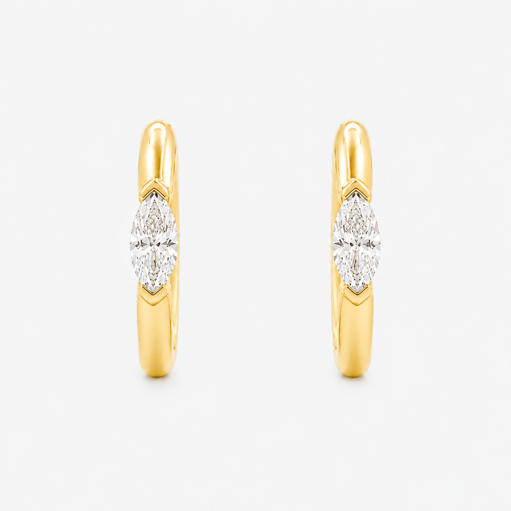 Lab-Grown Diamond Marquise Cut Earrings - 9ct Yellow Gold