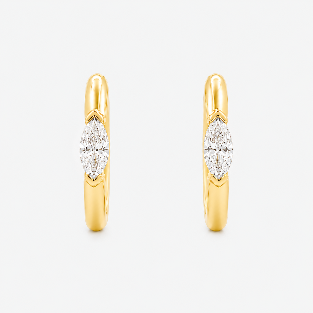 Lab-Grown Diamond Marquise Cut Earrings - 9ct Yellow Gold