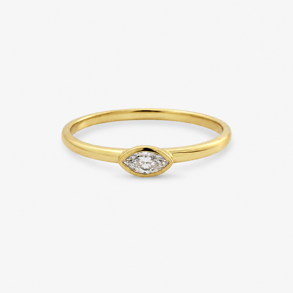 Lab-Grown Diamond Marquise Cut Ring - 9ct Yellow Gold
