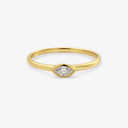 Lab-Grown Diamond Marquise Cut Ring - 9ct Yellow Gold