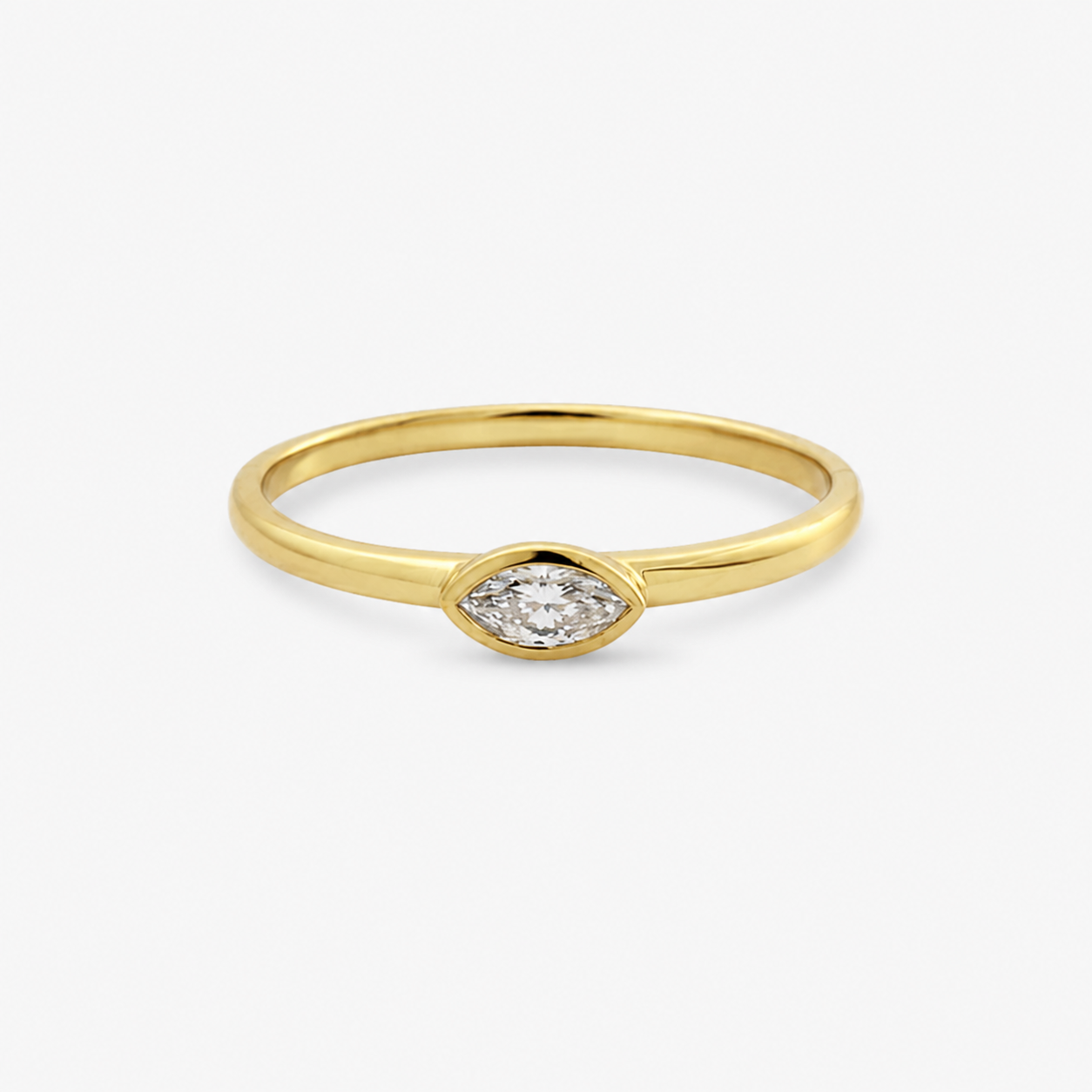 Lab-Grown Diamond Marquise Cut Ring - 9ct Yellow Gold