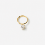 Gold ring with a diamond on a white background