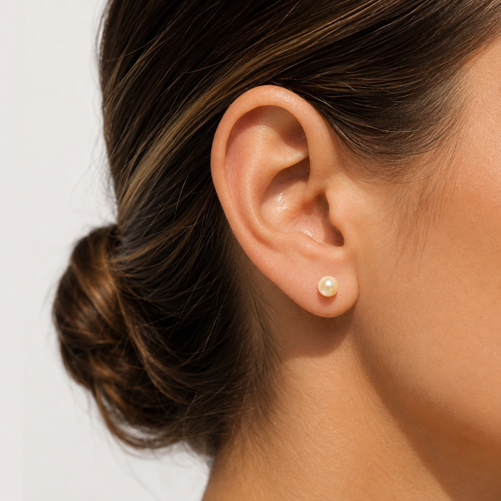 Natural Pearl Stud Earrings 5mm – 18ct Yellow Gold.