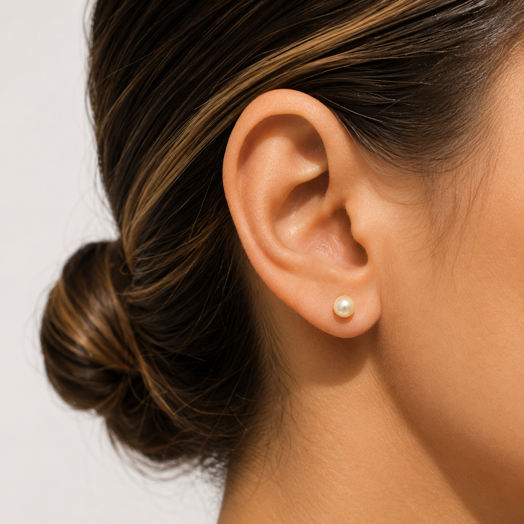 Natural Pearl Stud Earrings 5mm – 18ct Yellow Gold