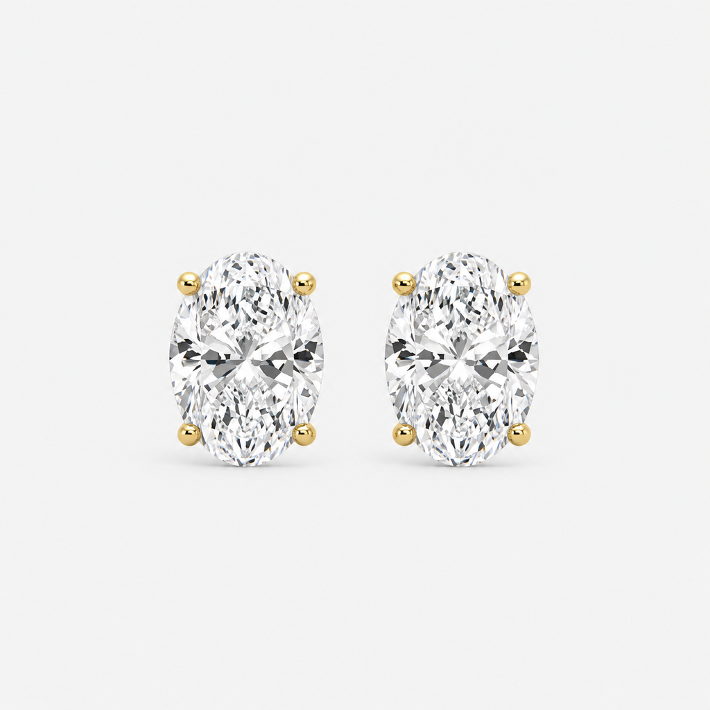 Lab-Grown Diamond Oval Cut Claw Stud Earrings