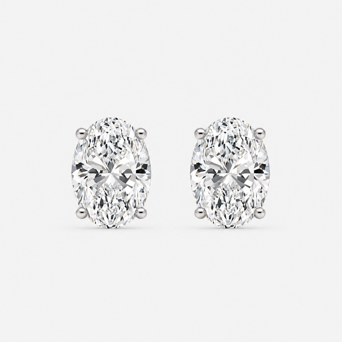 Lab-Grown Diamond Oval Cut Claw Stud Earrings